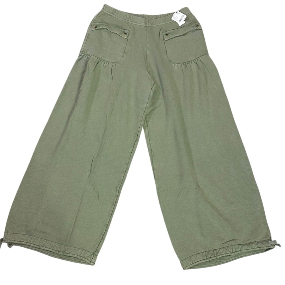 Free People FP One Bohemian Wide Leg Barrel Arden Knit Pants Sage Green Large - Picture 8 of 13